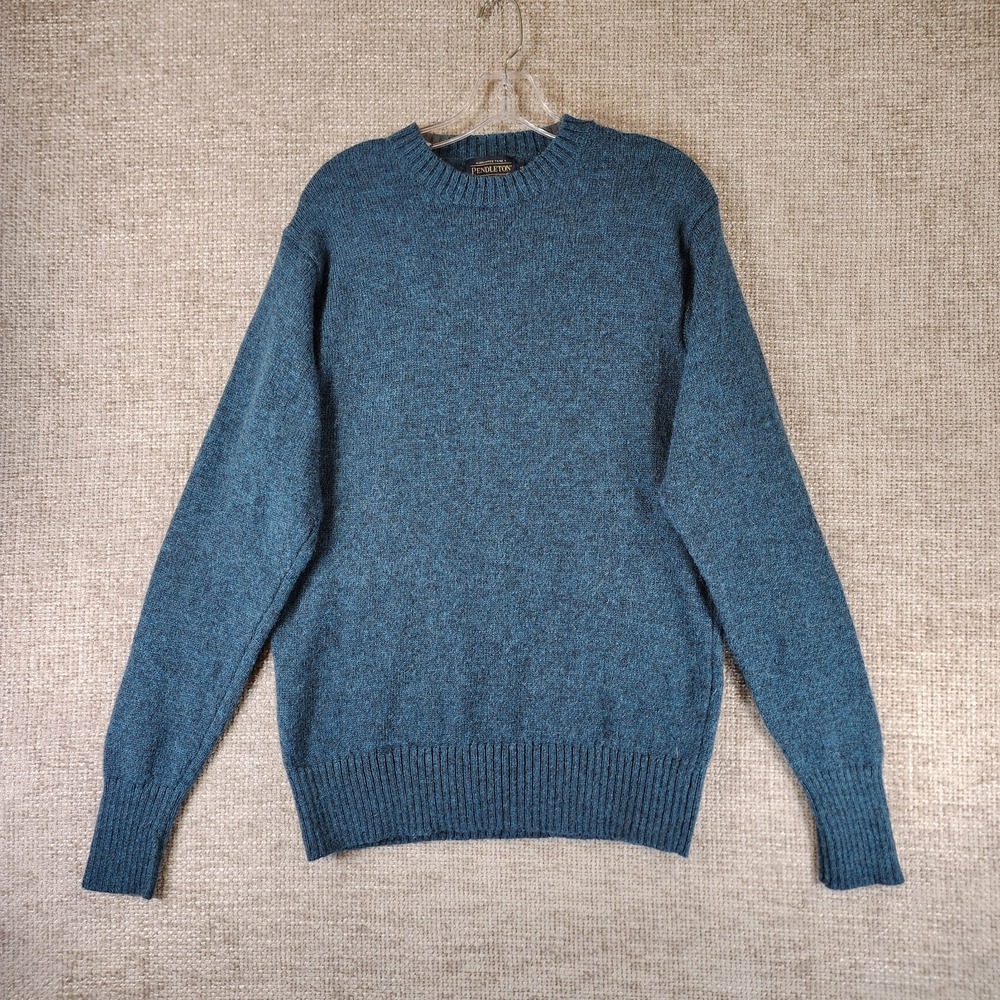 Pendleton Washable Shetland Wool Sweater Mens Medium Blue Crew Neck